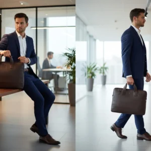 Bugatti Executive Premium Faux Leather Laptop Slim Briefcase