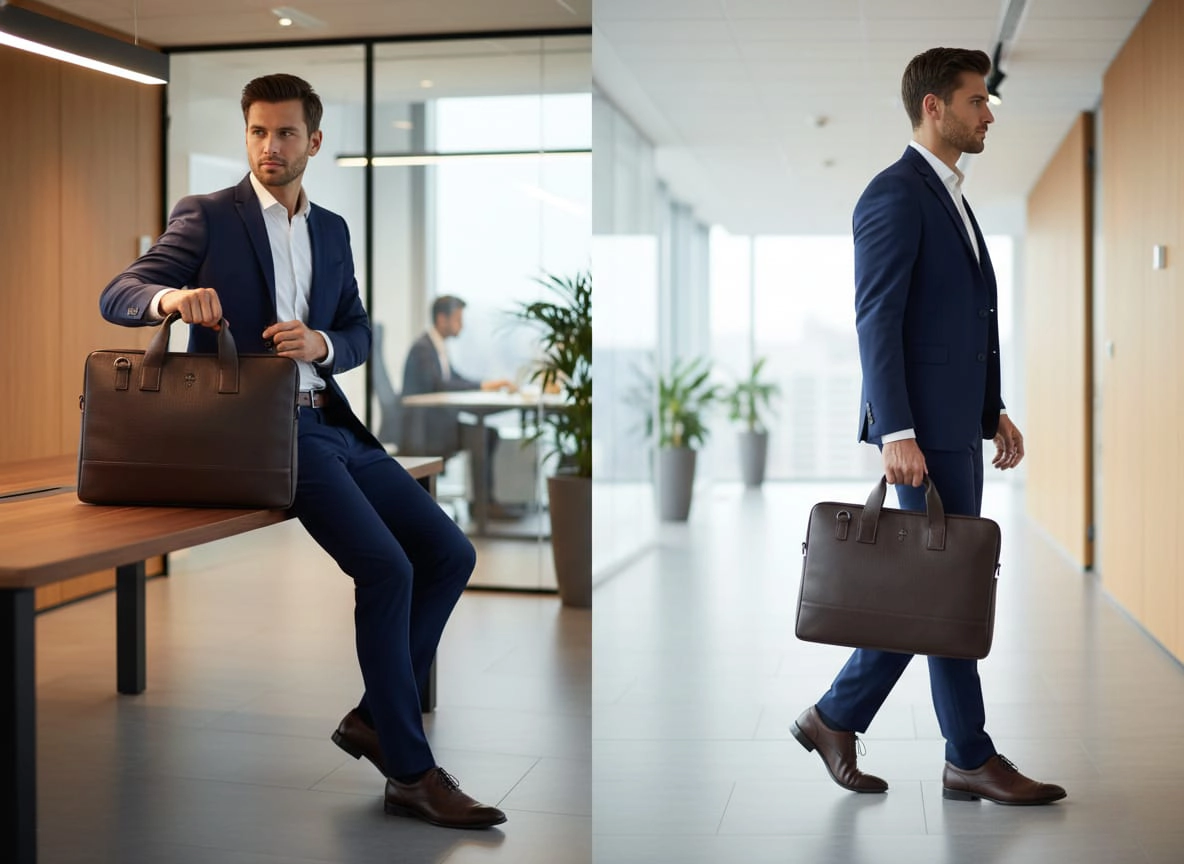 Bugatti Executive Premium Faux Leather Laptop Slim Briefcase