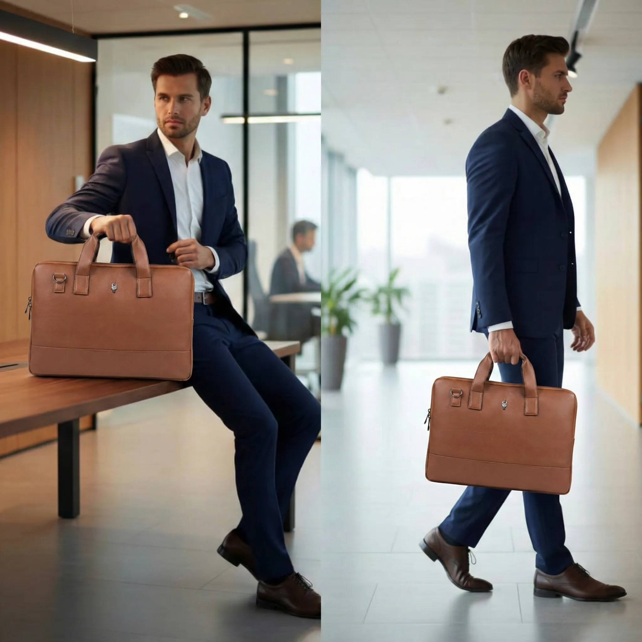 Luxorion Executive Premium Faux Leather Laptop Slim Briefcase